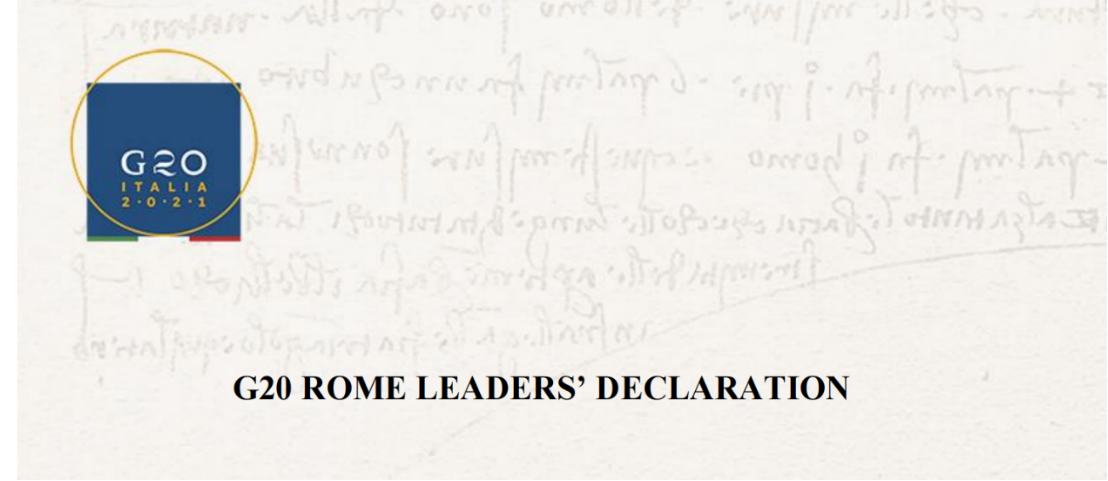 G20 Roma Screen G20 Rome Leaders’ Declaration-Ocean Negative Carbon Emissions (ONCE)